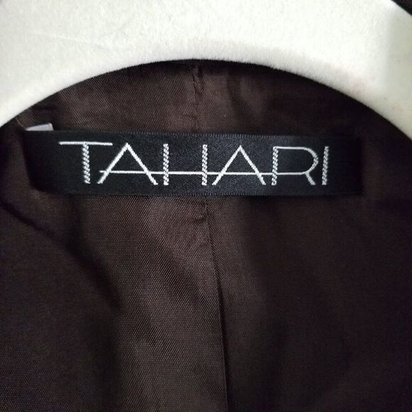 Tahari 100% Silk Jacket Brown Classic Blazer Sz 4 Small - Picture 5 of 12